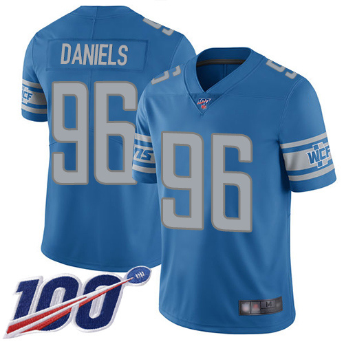 Detroit Lions Limited Blue Men Mike Daniels Home Jersey NFL Football #96 100th Season Vapor Untouchable